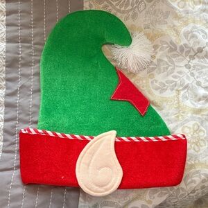 Festive Green and Red Elf Hat